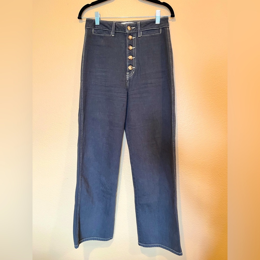 Reformation Lexi High Rise Jeans Wide Leg Soft Material Washed Black Size 26